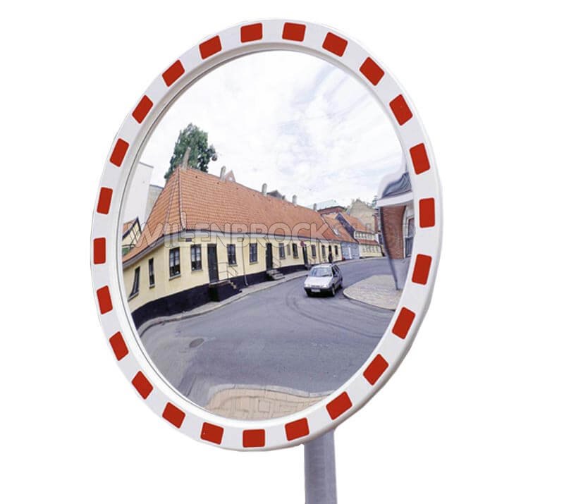 MIRAC Verkehrsspiegel, Acrylglas, rot/weiß, rechteckig, 100 x 80 cm