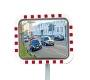 MIRAC Verkehrsspiegel mit Heizung, Acrylglas, rot/weiß, rechteckig, 100 x  80 cm